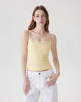 Double Lined Lace Cami Tank Top-SUUKSESS-Yellow-XS-SUUKSESS
