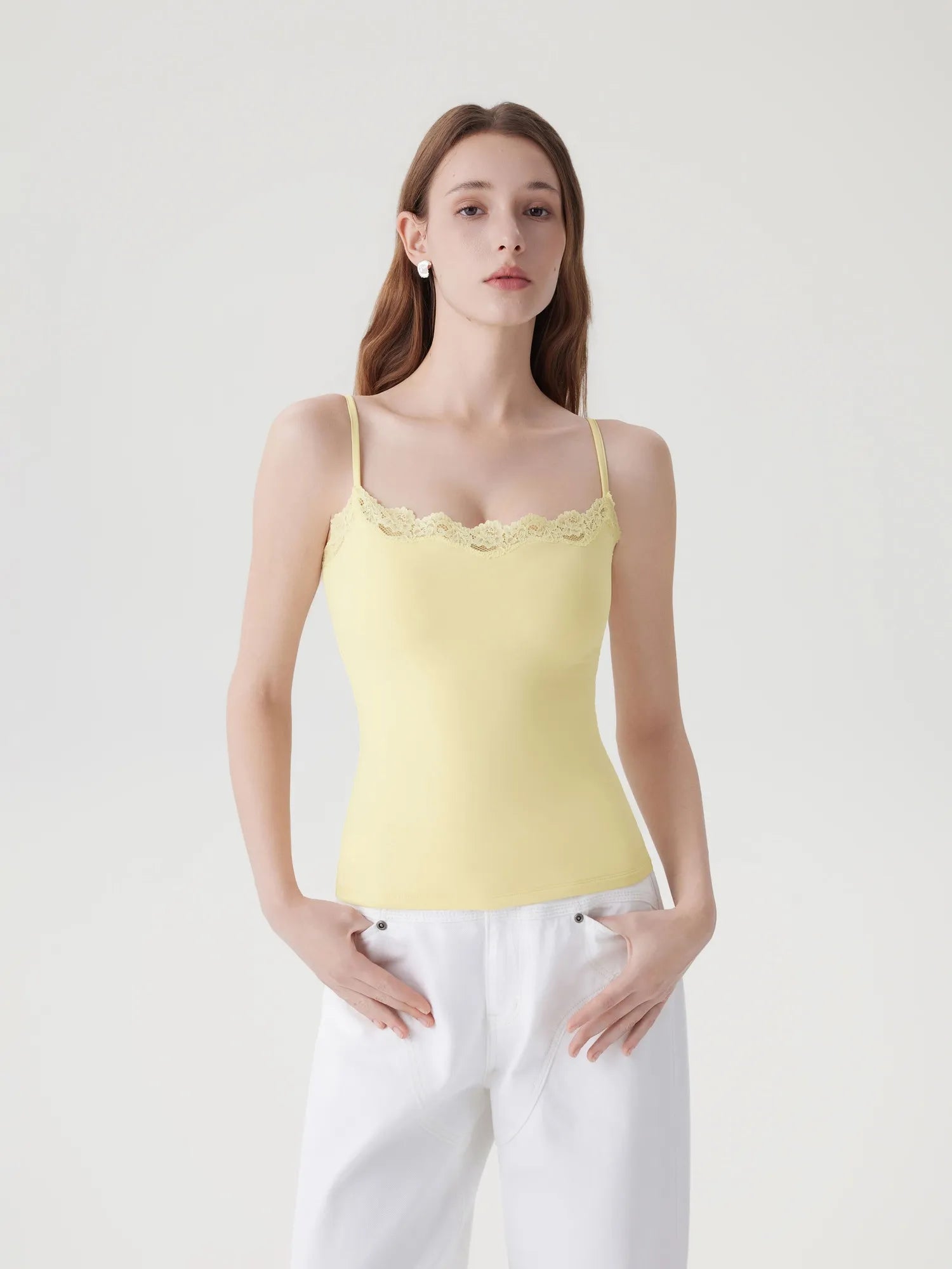 Double Lined Lace Cami Tank Top-SUUKSESS-SUUKSESS