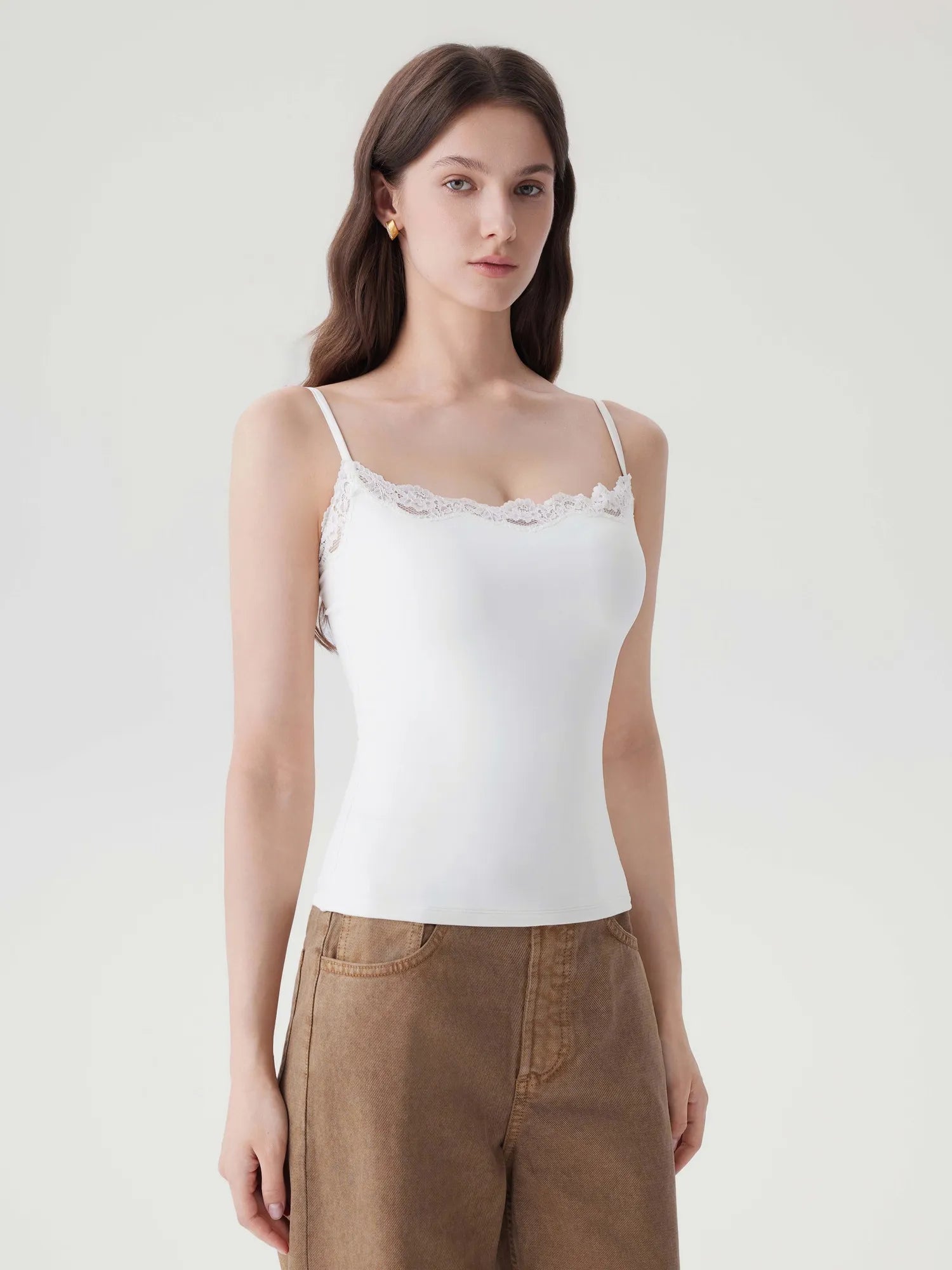 Double Lined Lace Cami Tank Top