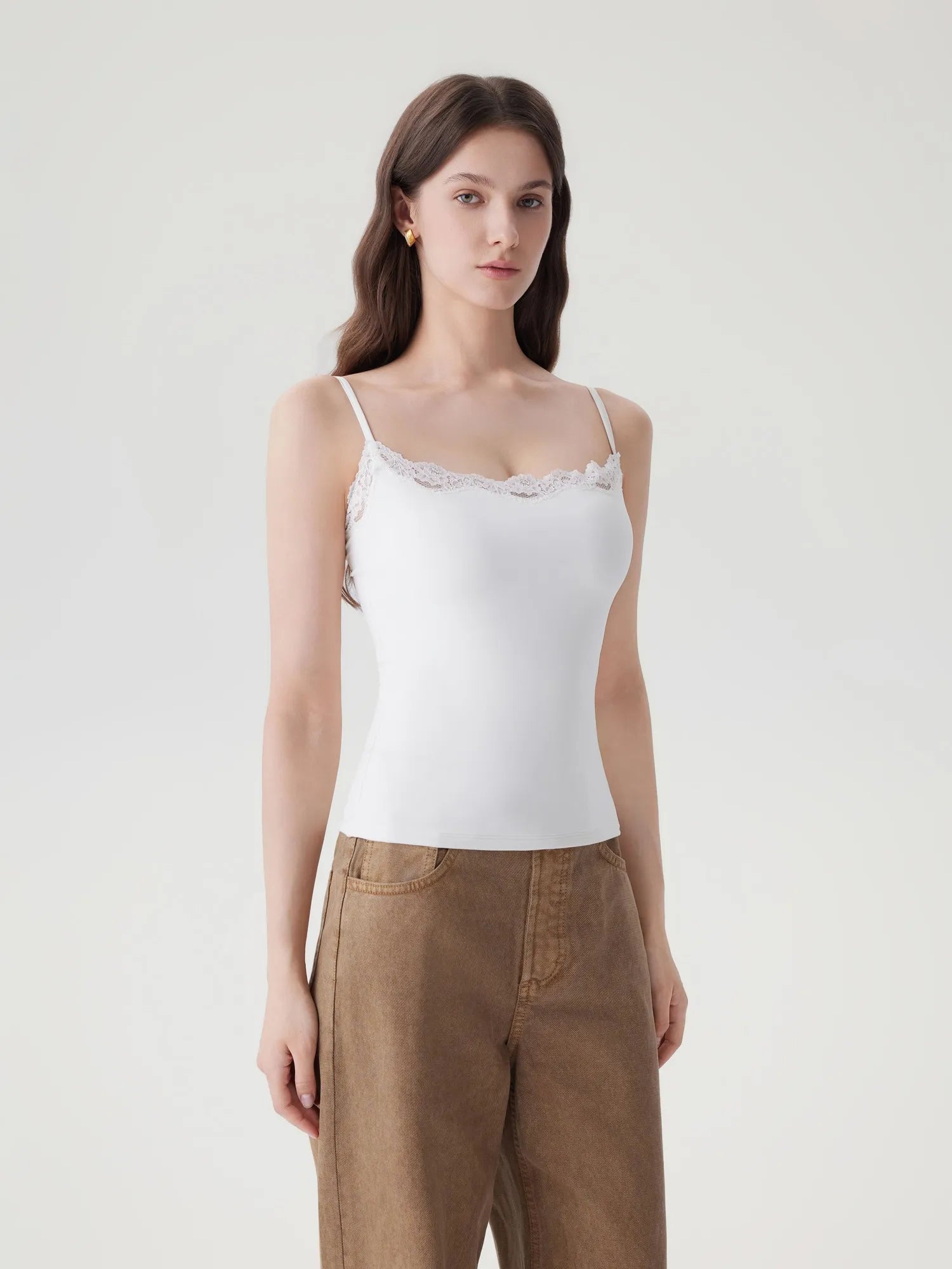 Double Lined Lace Cami Tank Top-SUUKSESS-White-XS-SUUKSESS