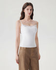 Double Lined Lace Cami Tank Top-SUUKSESS-White-XS-SUUKSESS