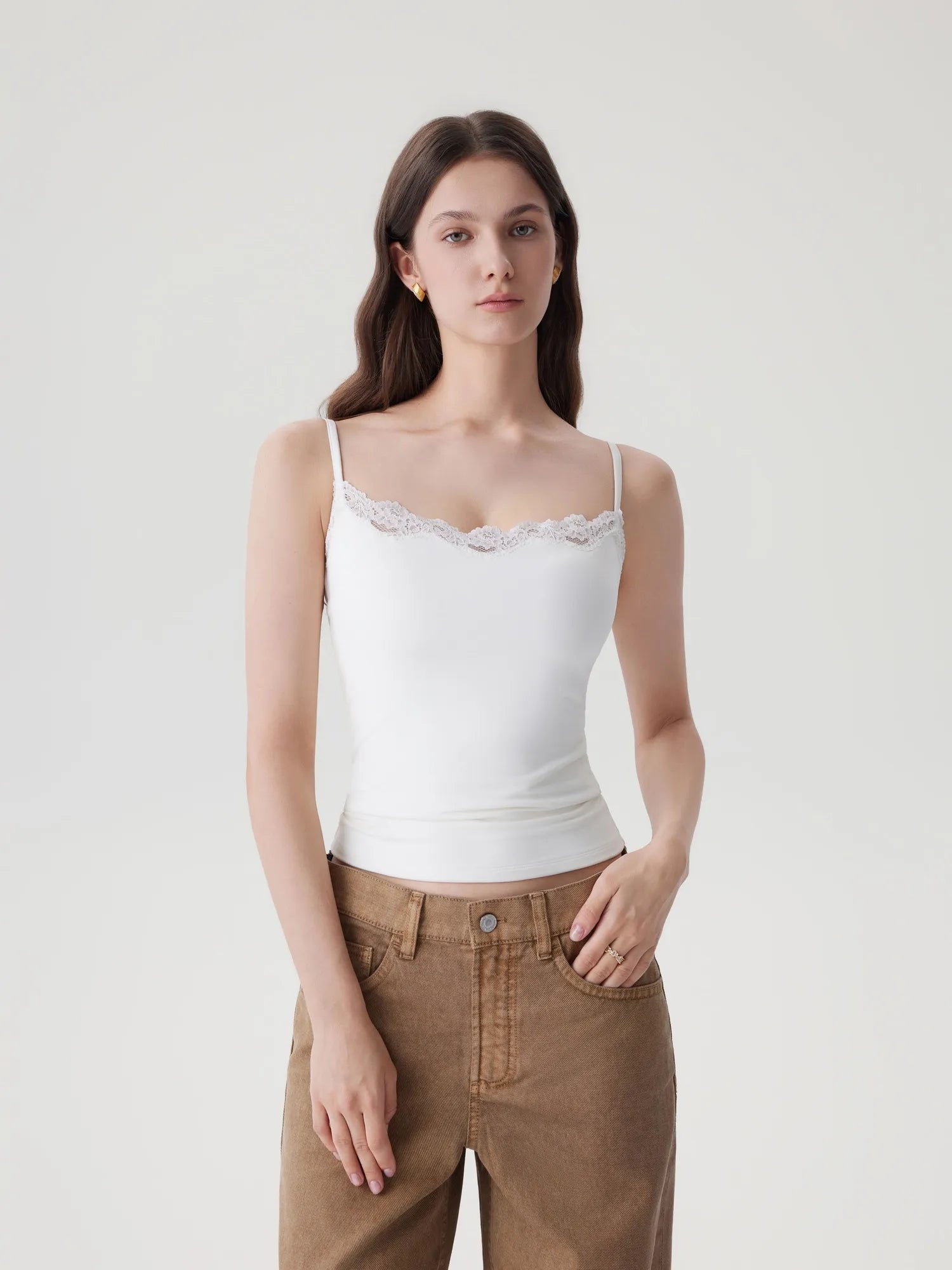 Double Lined Lace Cami Tank Top-SUUKSESS-SUUKSESS