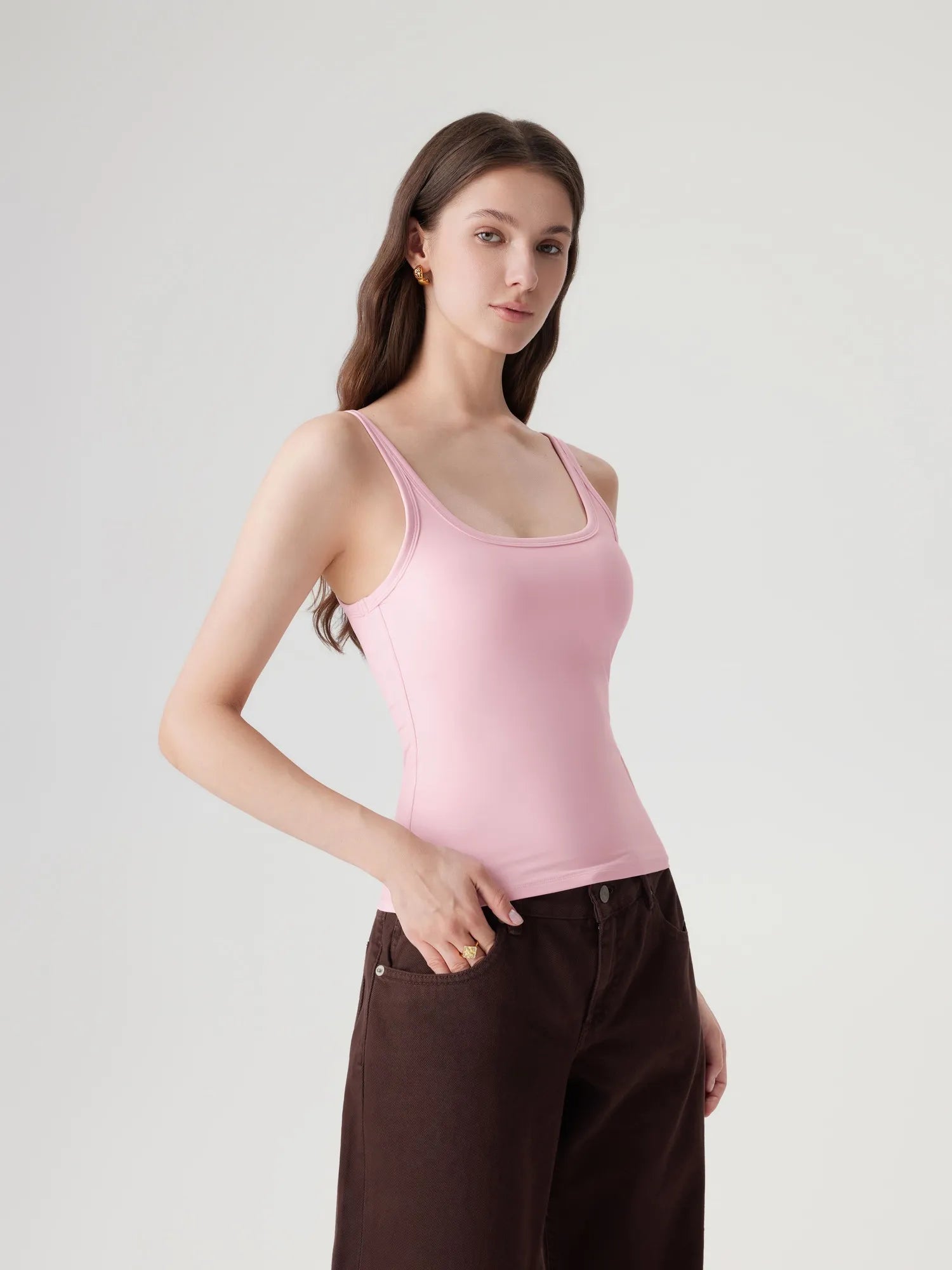 Scoop Neck Double Lined Tank Tops-SUUKSESS-SUUKSESS