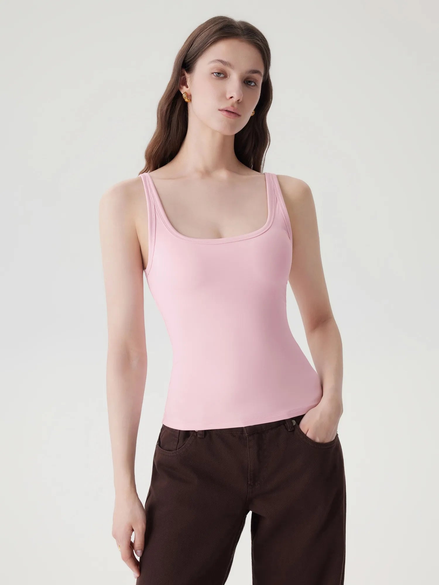 Scoop Neck Double Lined Tank Tops-SUUKSESS-SUUKSESS