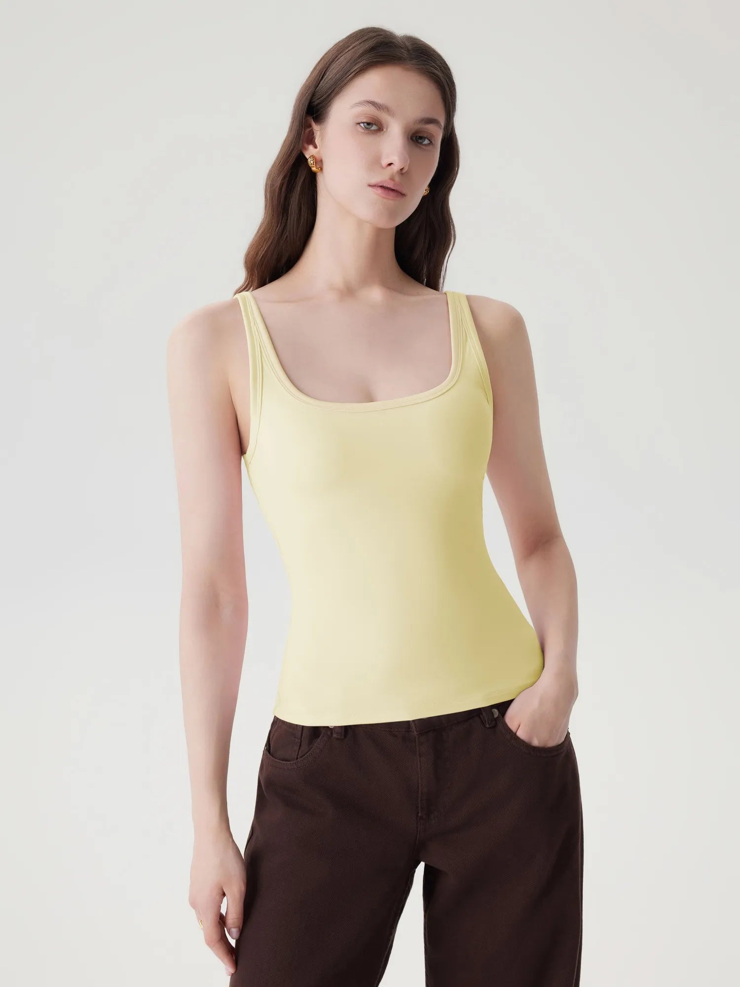 Scoop Neck Double Lined Tank Tops-SUUKSESS-SUUKSESS