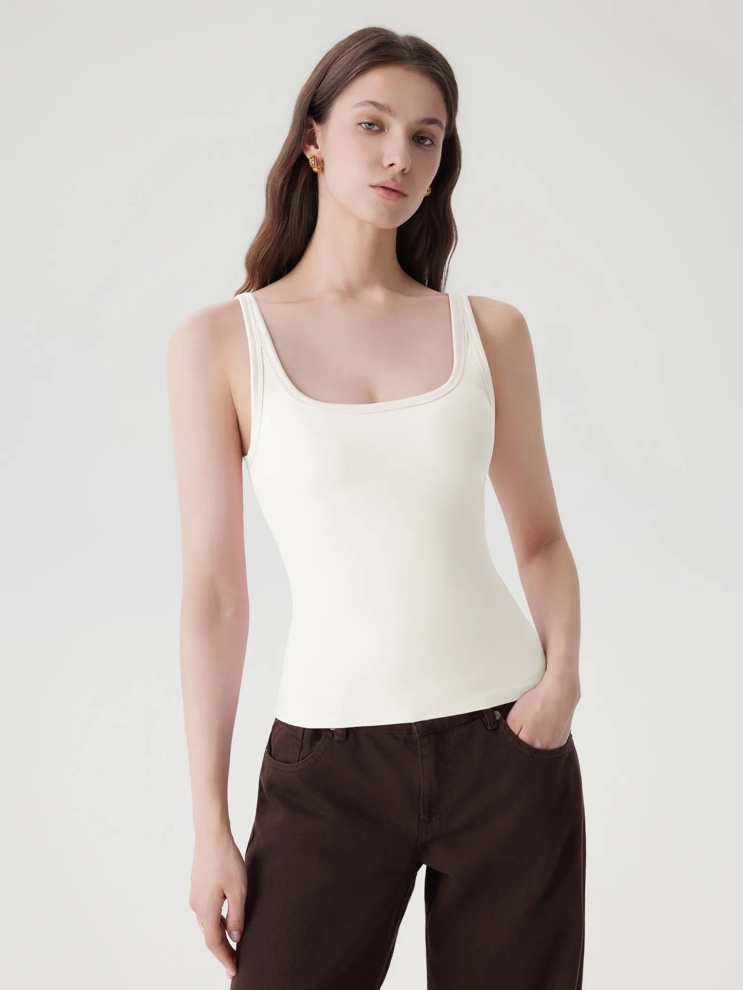 Scoop Neck Double Lined Tank Tops-SUUKSESS-SUUKSESS