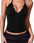 Lace Halter Going Out Tank Top