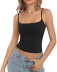 Cotton Double Layer Bra Sleeveless Tops-SUUKSESS-Black-XS-SUUKSESS