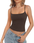 Cotton Double Layer Bra Sleeveless Tops-SUUKSESS-Dark Brown-XS-SUUKSESS