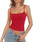 Cotton Double Layer Bra Sleeveless Tops-SUUKSESS-Red-XS-SUUKSESS