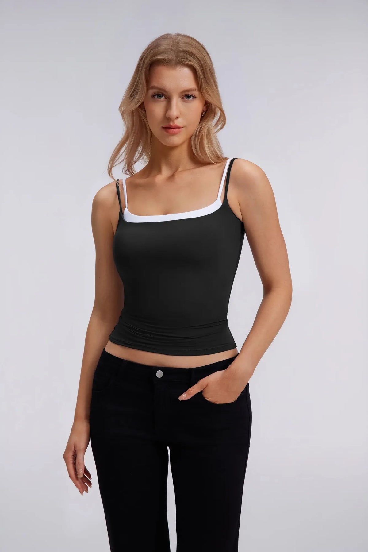 Square Neck Layered Tank Top