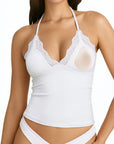 Lace Halter Going Out Tank Top