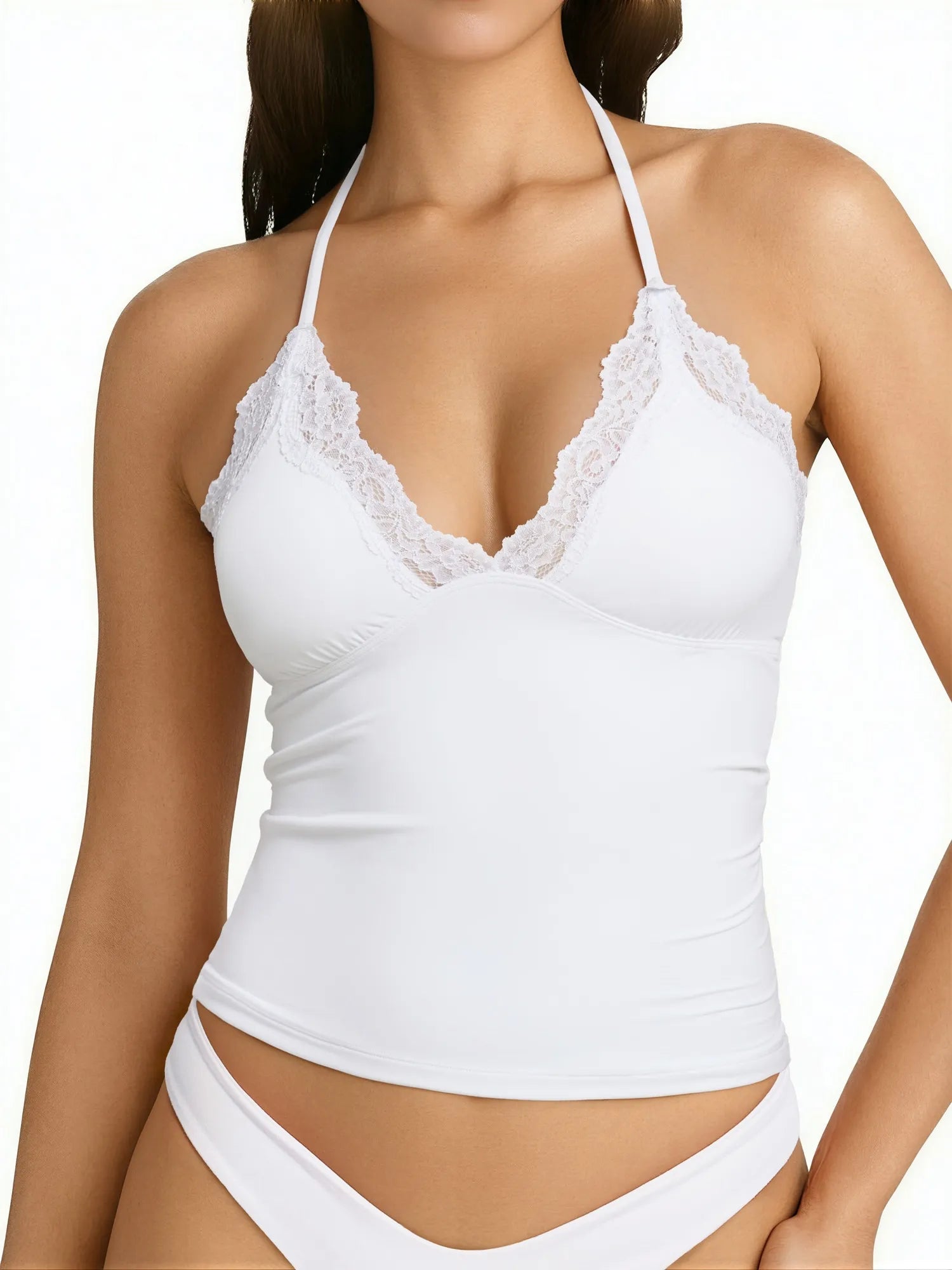 Lace Halter Going Out Tank Top