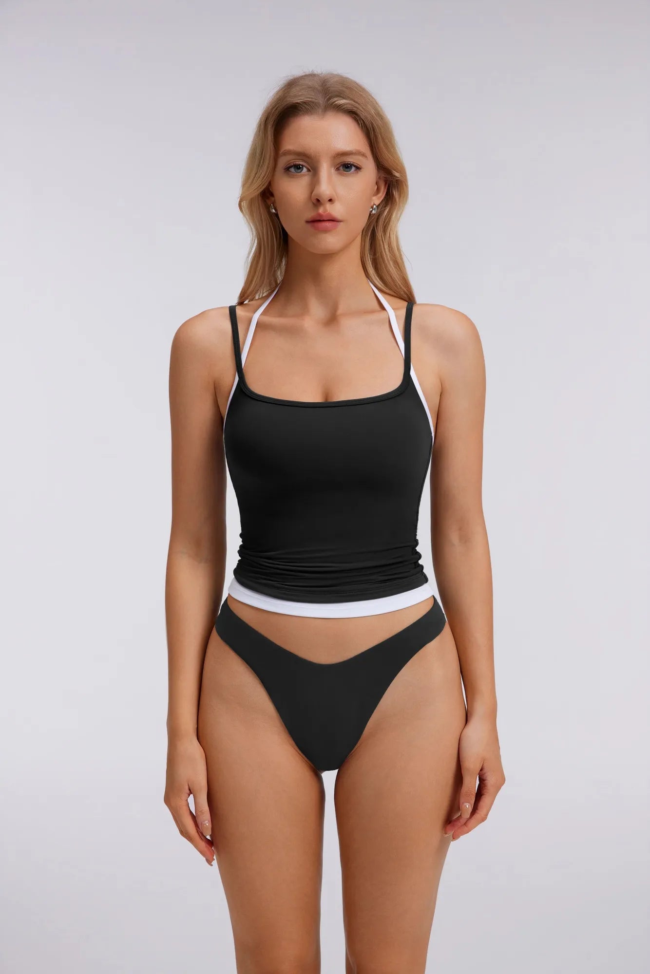 Double Layer Halter Neck Tank Top