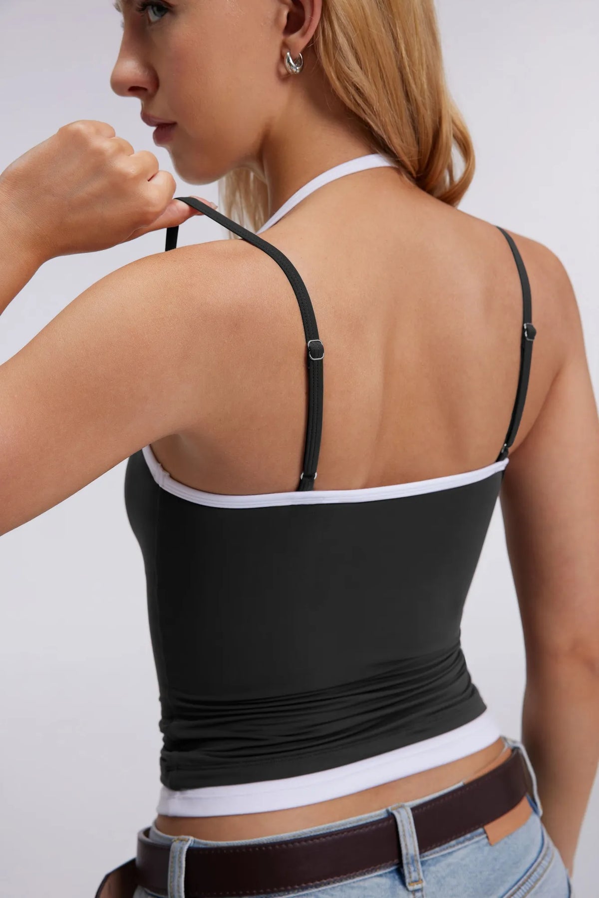 Double Layer Halter Neck Tank Top