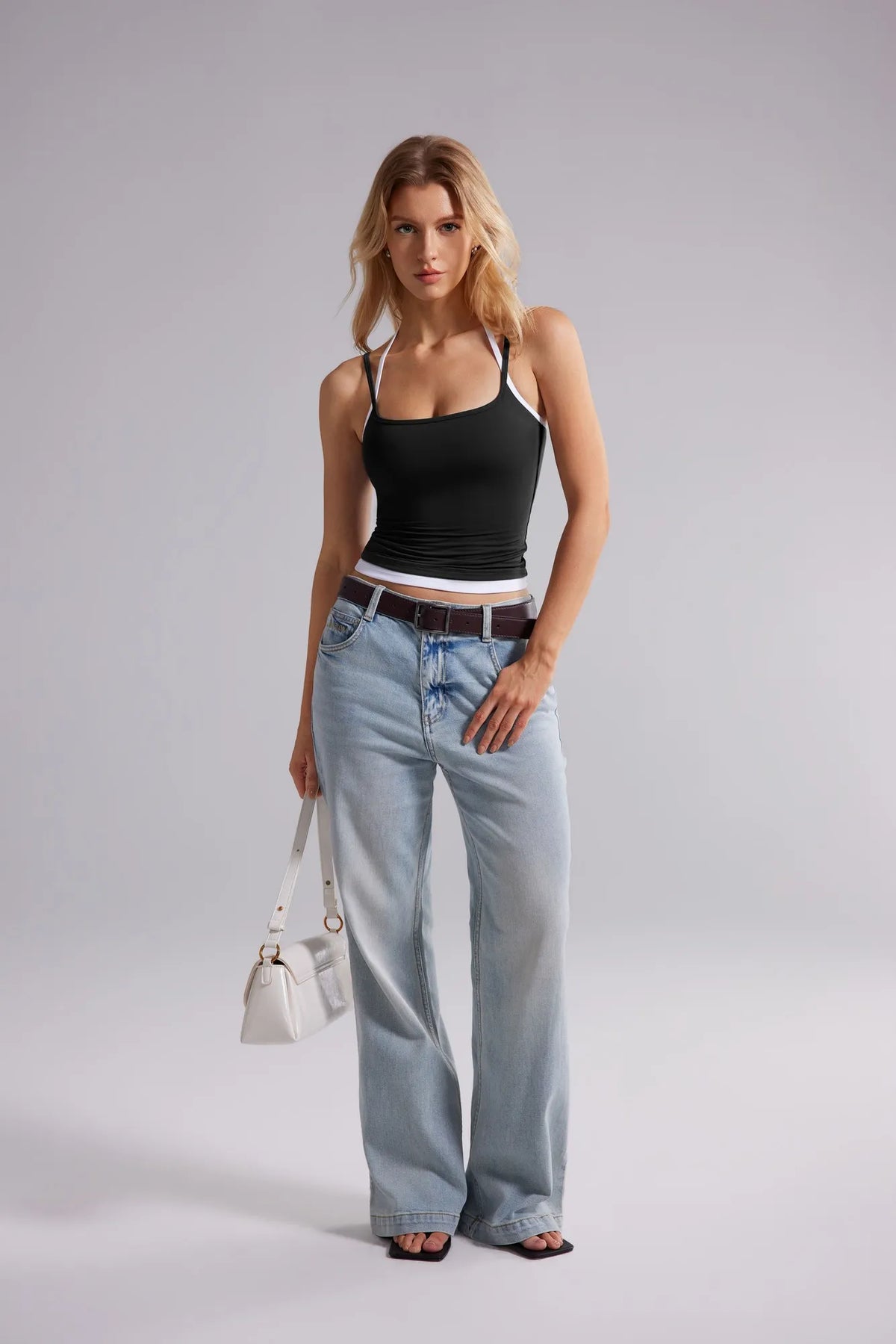 Double Layer Halter Neck Tank Top
