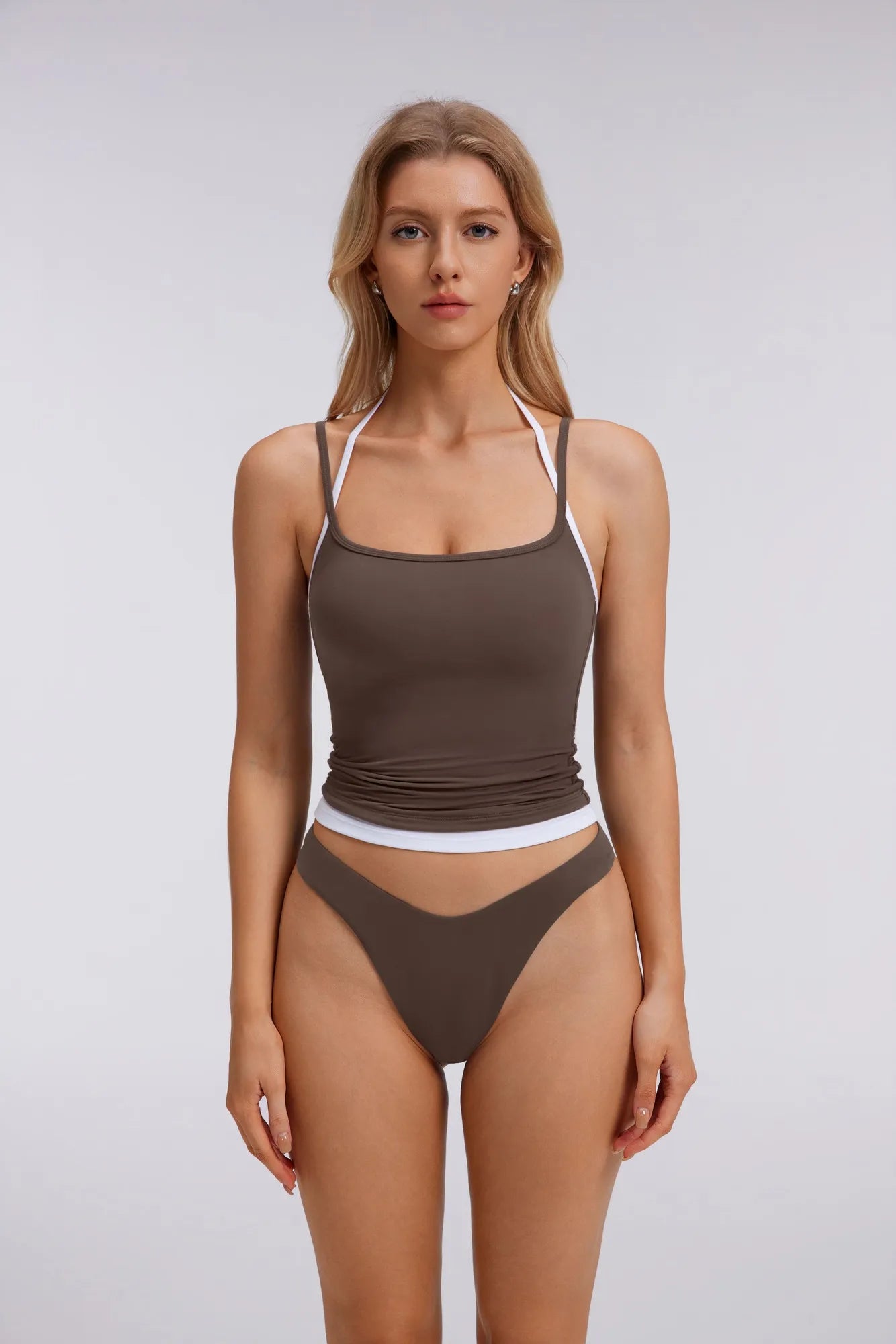 Double Layer Halter Neck Tank Top