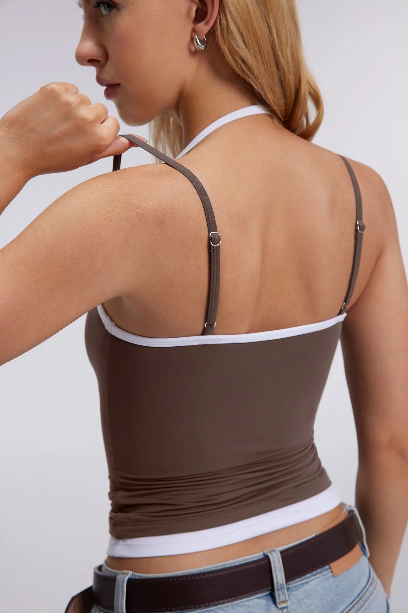 Double Layer Halter Neck Tank Top
