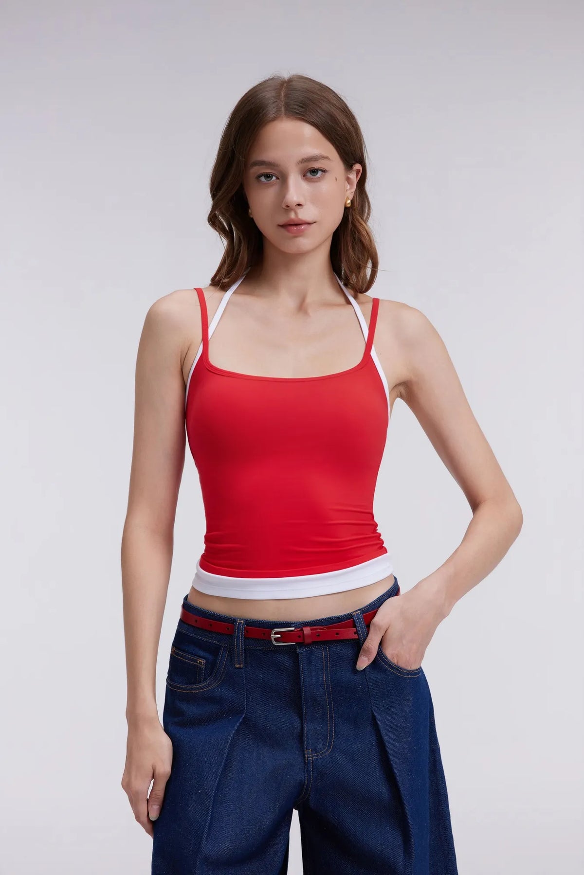 Double Layer Halter Neck Tank Top