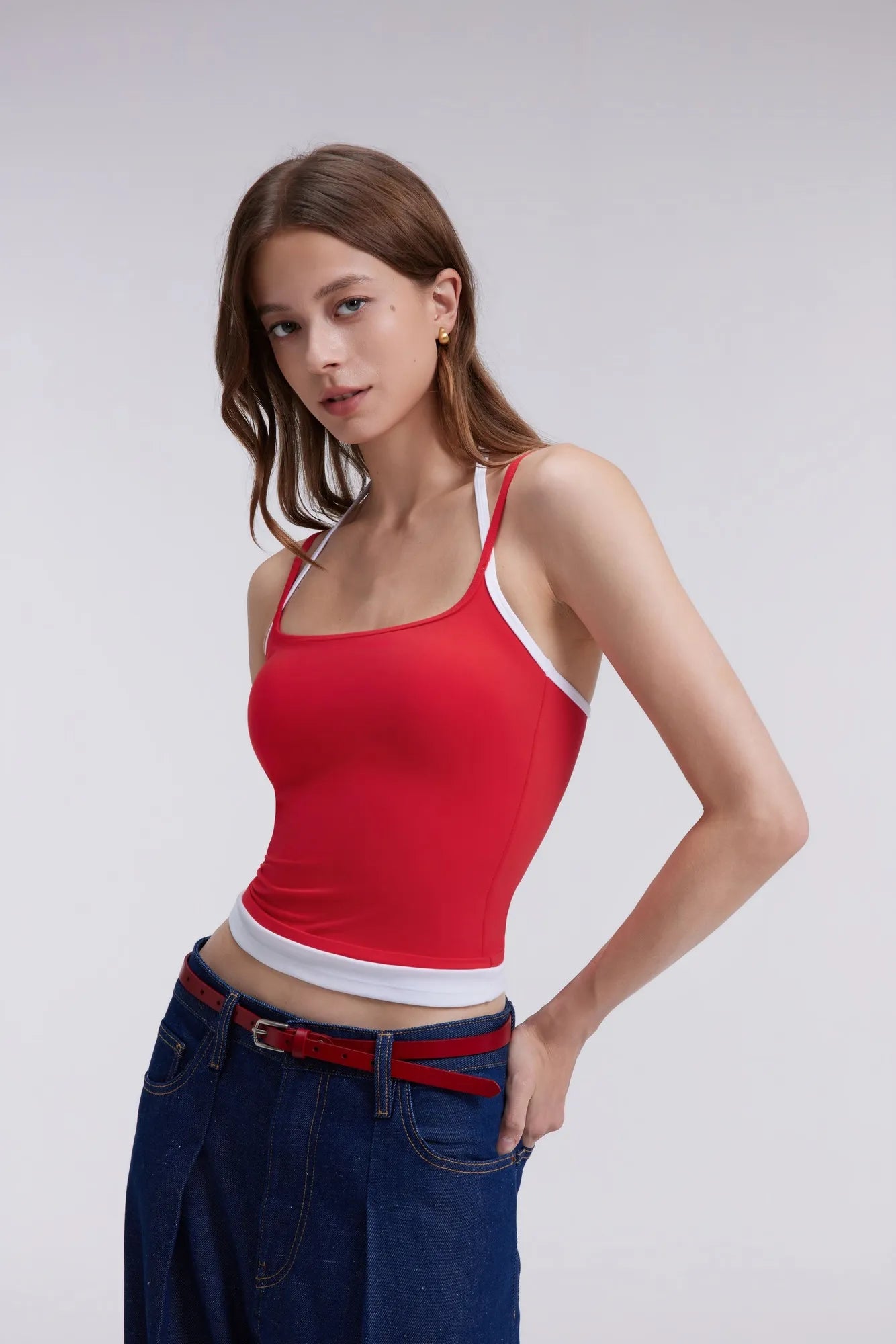 Double Layer Halter Neck Tank Top