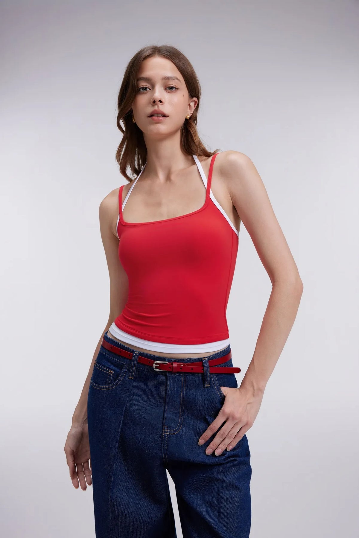 Double Layer Halter Neck Tank Top