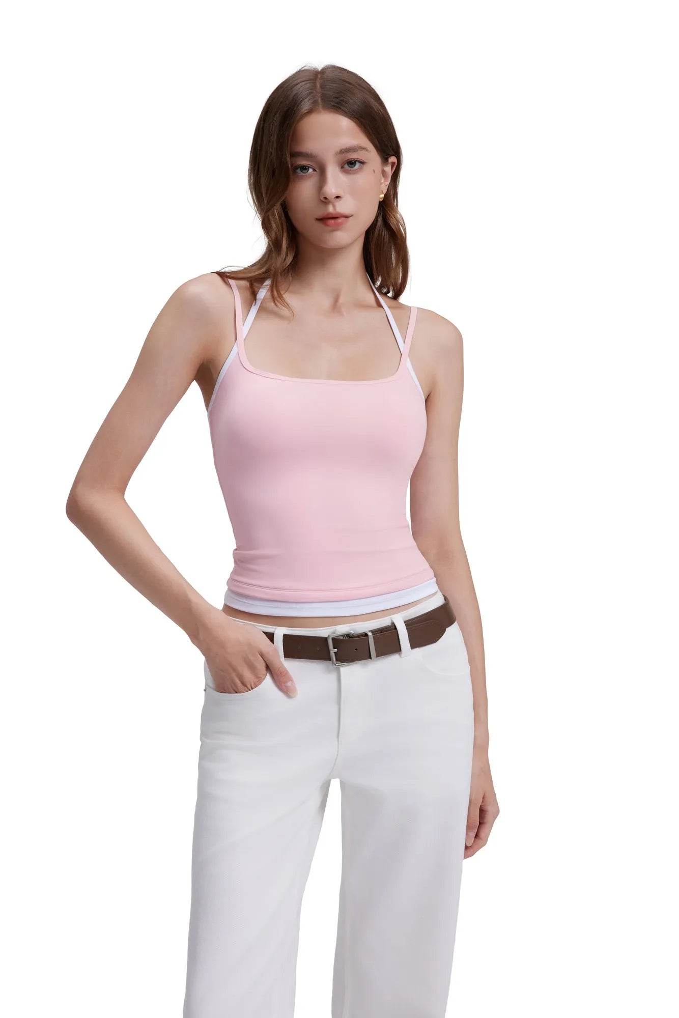 Double Layer Halter Neck Tank Top