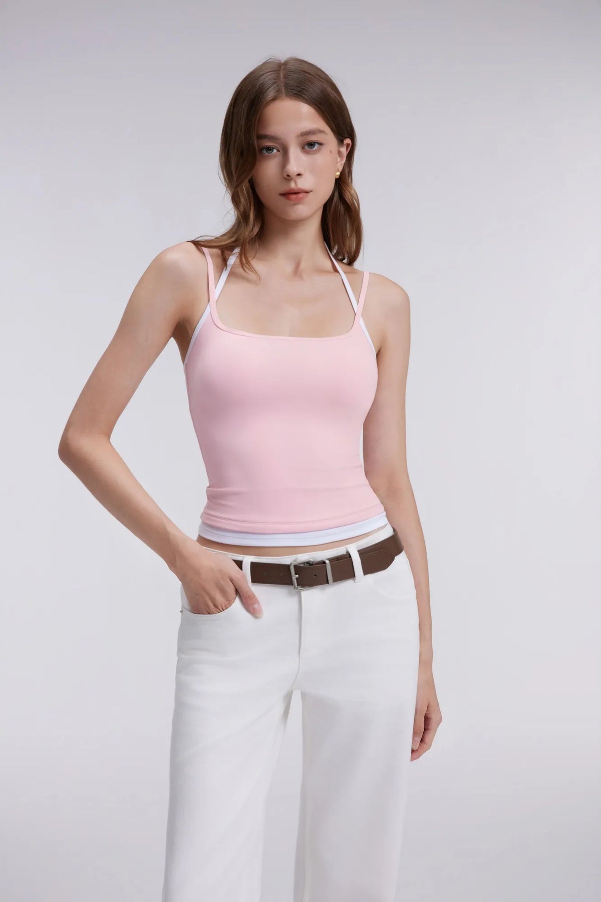 Double Layer Halter Neck Tank Top