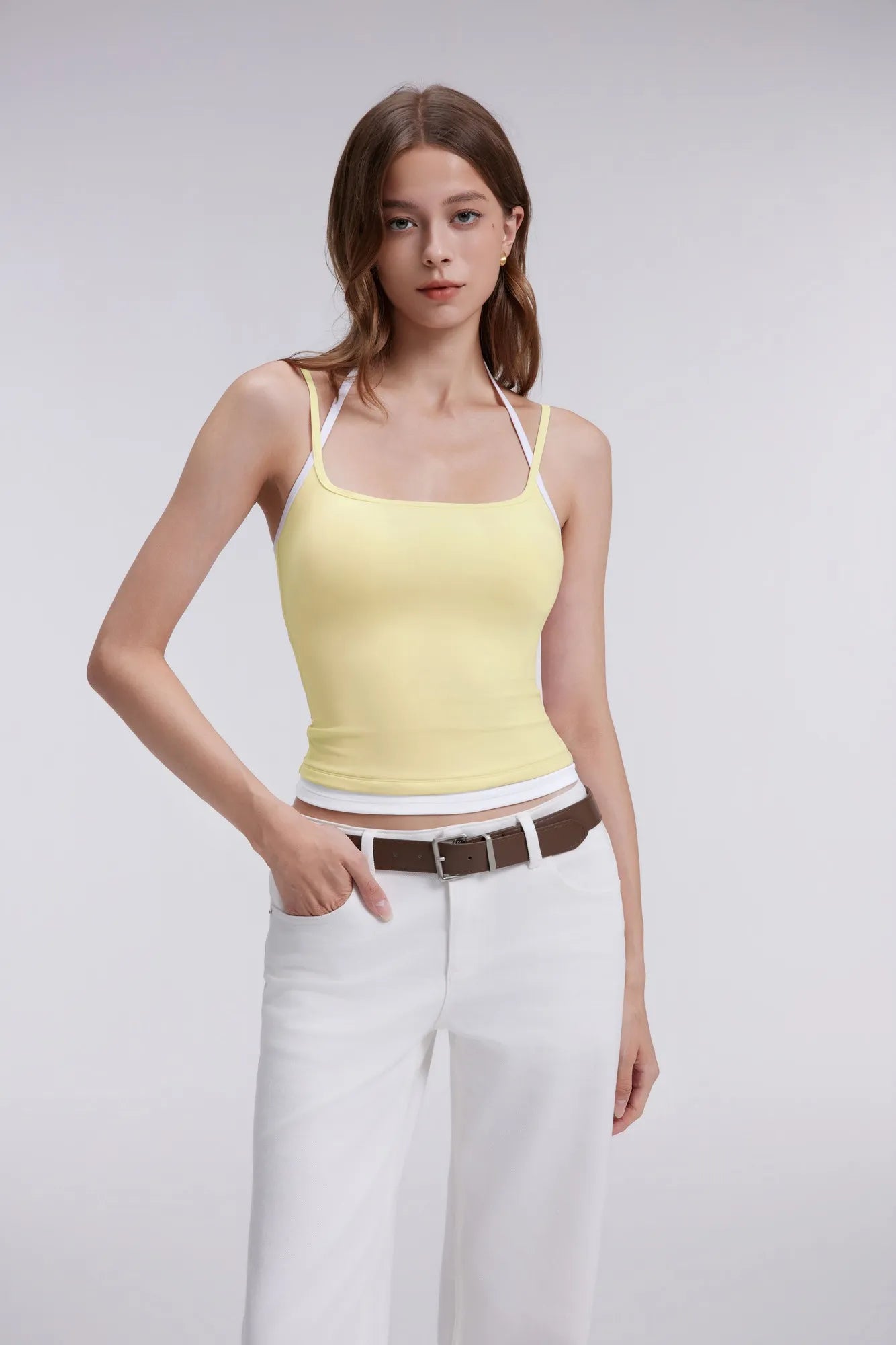 Double Layer Halter Neck Tank Top