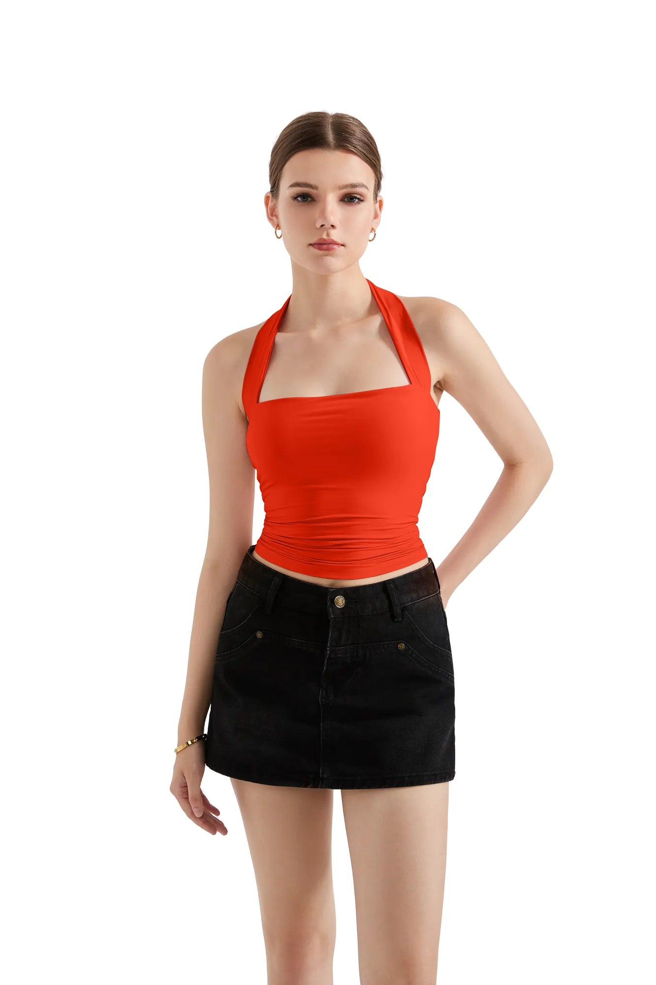 Buttery Soft Square Neck Halter Tank Top-SUUKSESS-Red-XS-SUUKSESS