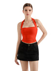 Buttery Soft Square Neck Halter Tank Top-SUUKSESS-Red-XS-SUUKSESS