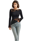 Mesh Lace Crew Neck Shirt - Long Sleeve-Clothing-SUUKSESS-SUUKSESS