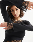 Mesh Lace Crew Neck Shirt - Long Sleeve-Clothing-SUUKSESS-SUUKSESS