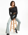 Mesh Lace Crew Neck Shirt - Long Sleeve-Clothing-SUUKSESS-SUUKSESS