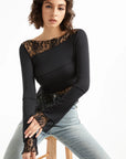 Mesh Lace Crew Neck Shirt - Long Sleeve-Clothing-SUUKSESS-SUUKSESS