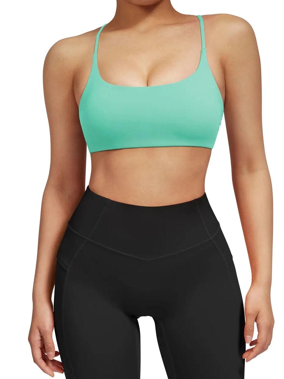  SUUKSESS Women Seamless Halter Sports Bra Backless Padded  Workout Crop Tank Tops (Green, S) : Clothing, Shoes & Jewelry