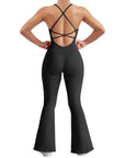 Ribbed Strappy Flare Jumpsuit - SUUKSESS