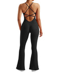 Ribbed Strappy Flare Jumpsuit