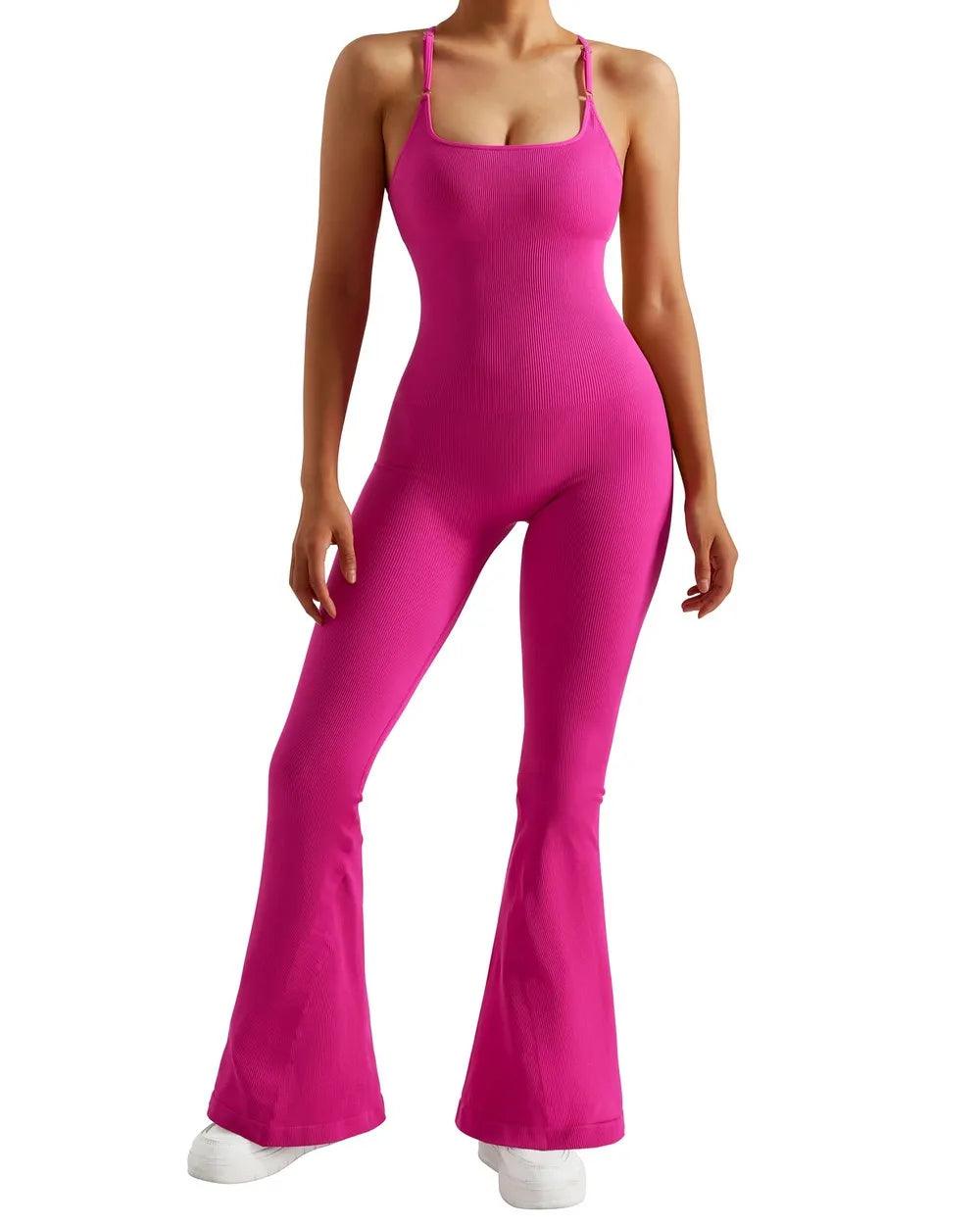 Pink top flare jumpsuit