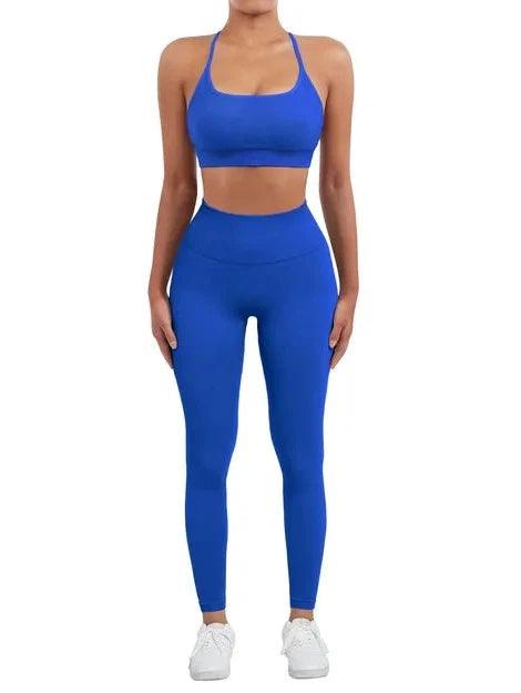 Bright blue workout leggings sales