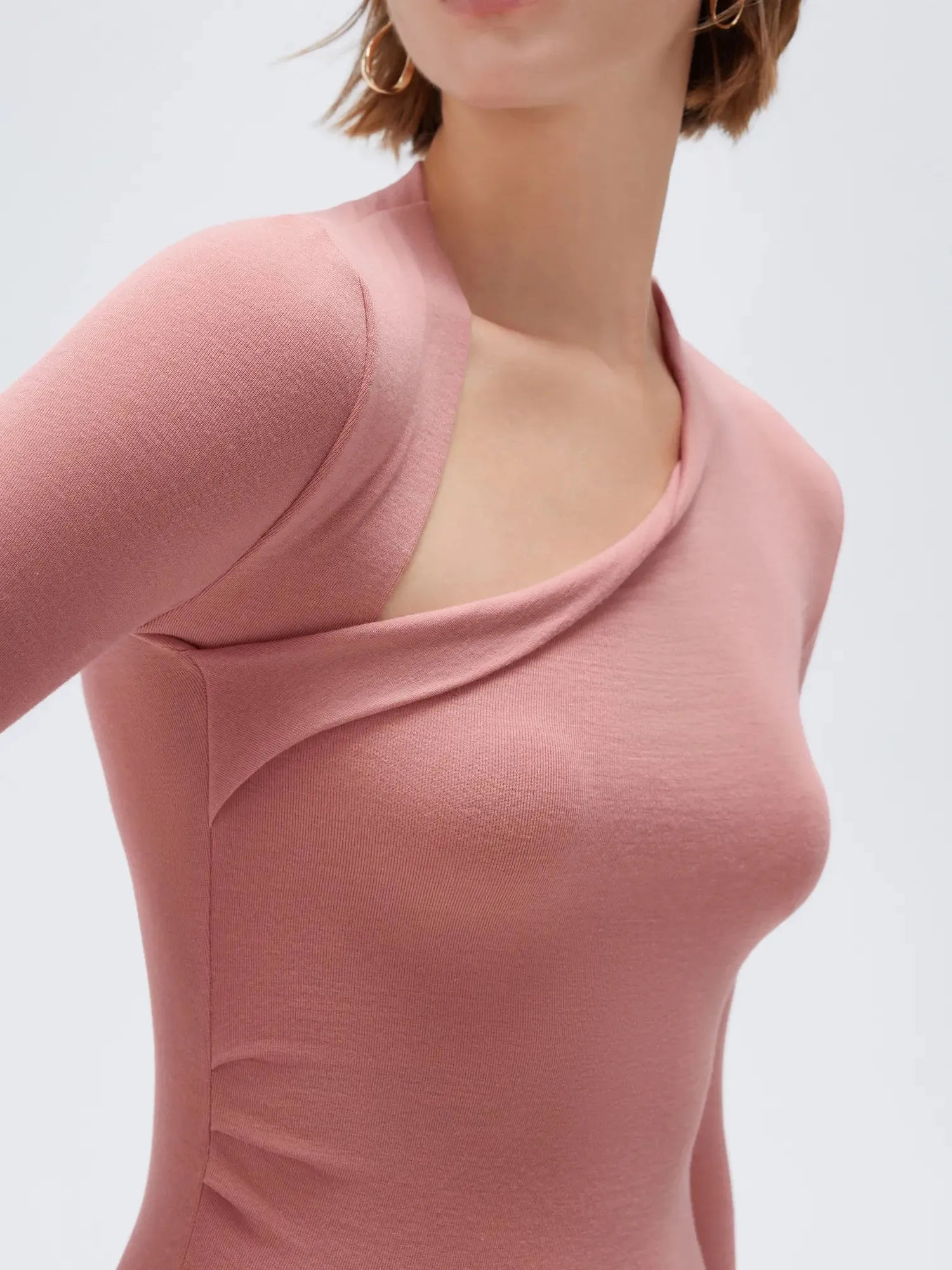 SUUKSESS Modal Cashmere Long Sleeve T Shirts for Women Ultralight Fall Fashion 2025 Trendy Asymmetric Neck Casual Tops-SUUKSESS-SUUKSESS