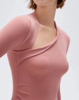 SUUKSESS Modal Cashmere Long Sleeve T Shirts for Women Ultralight Fall Fashion 2025 Trendy Asymmetric Neck Casual Tops-SUUKSESS-SUUKSESS