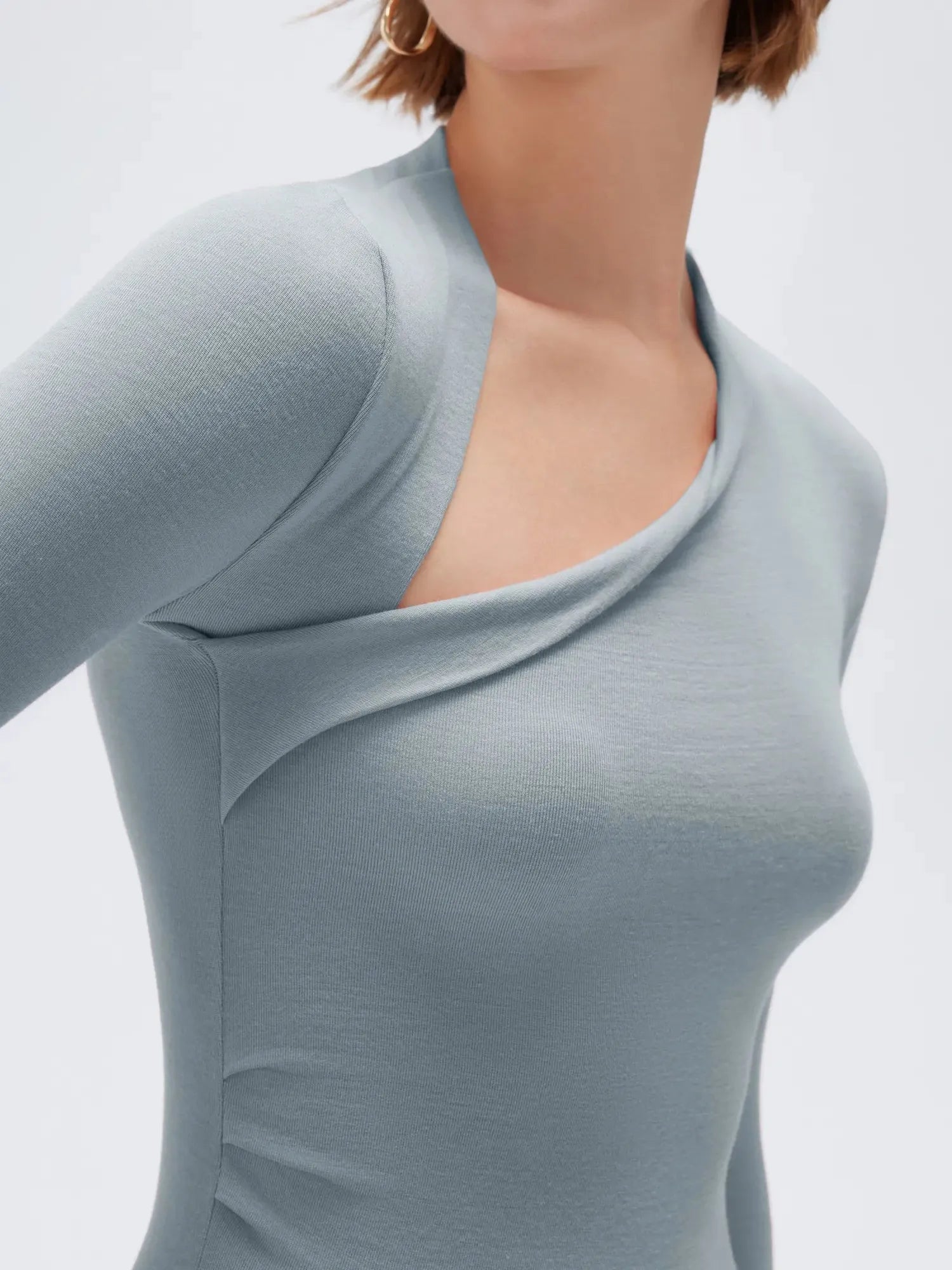 SUUKSESS Modal Cashmere Long Sleeve T Shirts for Women Ultralight Fall Fashion 2025 Trendy Asymmetric Neck Casual Tops-SUUKSESS-SUUKSESS