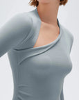 SUUKSESS Modal Cashmere Long Sleeve T Shirts for Women Ultralight Fall Fashion 2025 Trendy Asymmetric Neck Casual Tops-SUUKSESS-SUUKSESS