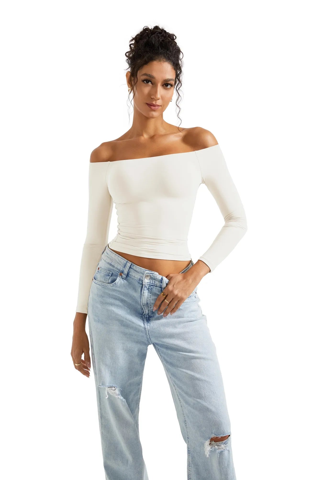 Buttery Soft Off Shoulder Shirt - Long Sleeve-Clothing-SUUKSESS-SUUKSESS