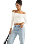 Buttery Soft Off Shoulder Shirt - Long Sleeve-Clothing-SUUKSESS-SUUKSESS