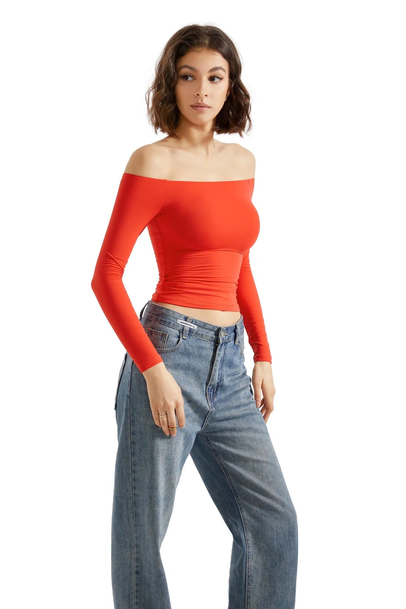 Buttery Soft Off Shoulder Shirt - Long Sleeve-Clothing-SUUKSESS-Red-XS-SUUKSESS