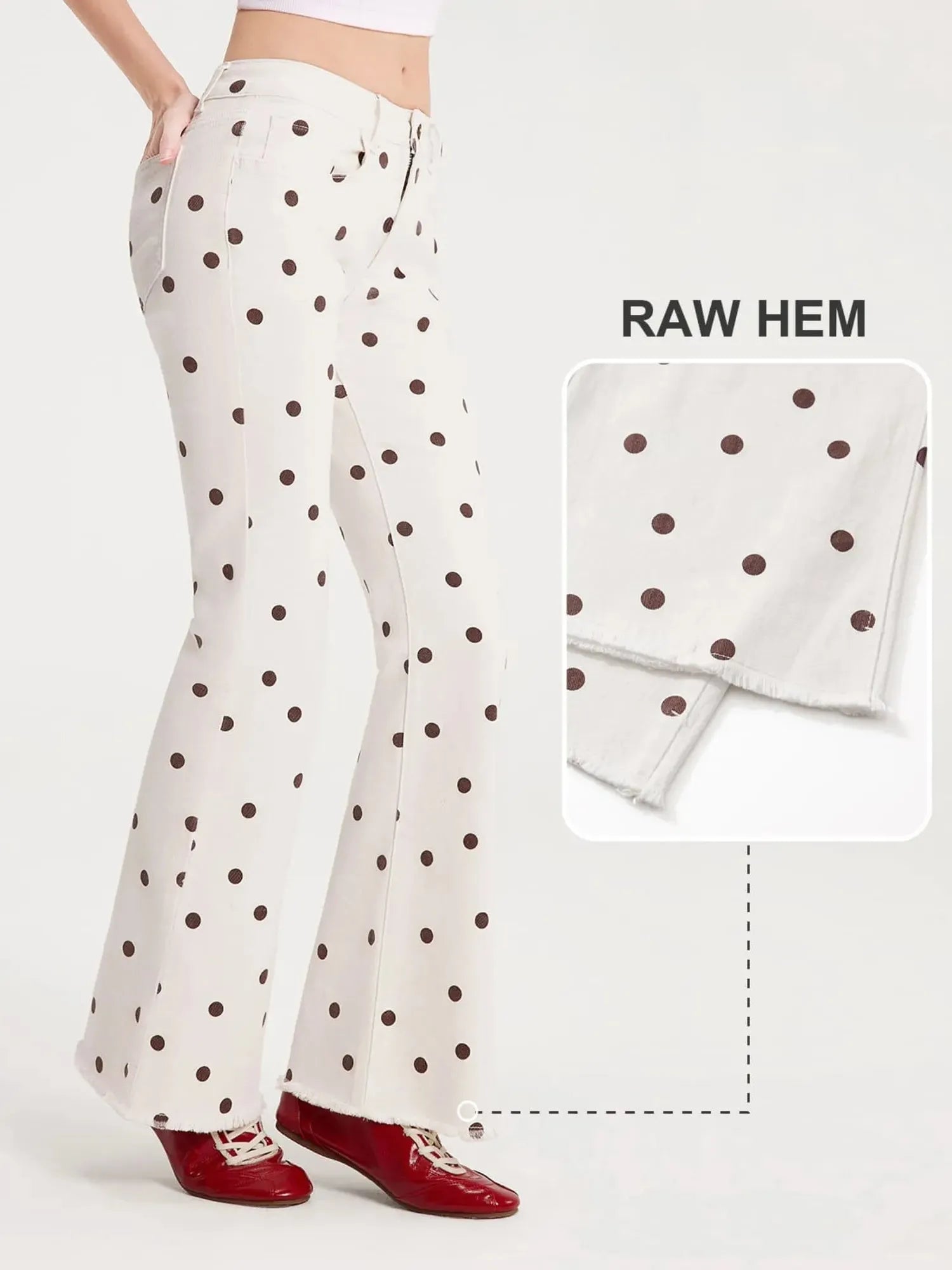 MovaFit Stretchy Bootcut Jean-SUUKSESS-White Polka Dots-2-SUUKSESS