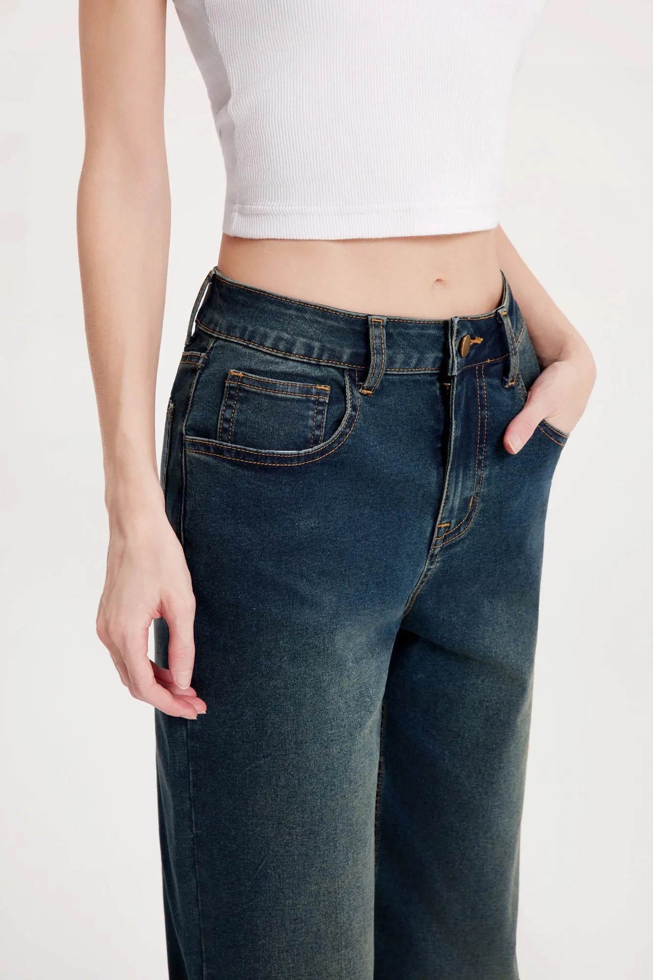 Mid-Rise Stretch Straight Leg Jeans-SUUKSESS-SUUKSESS