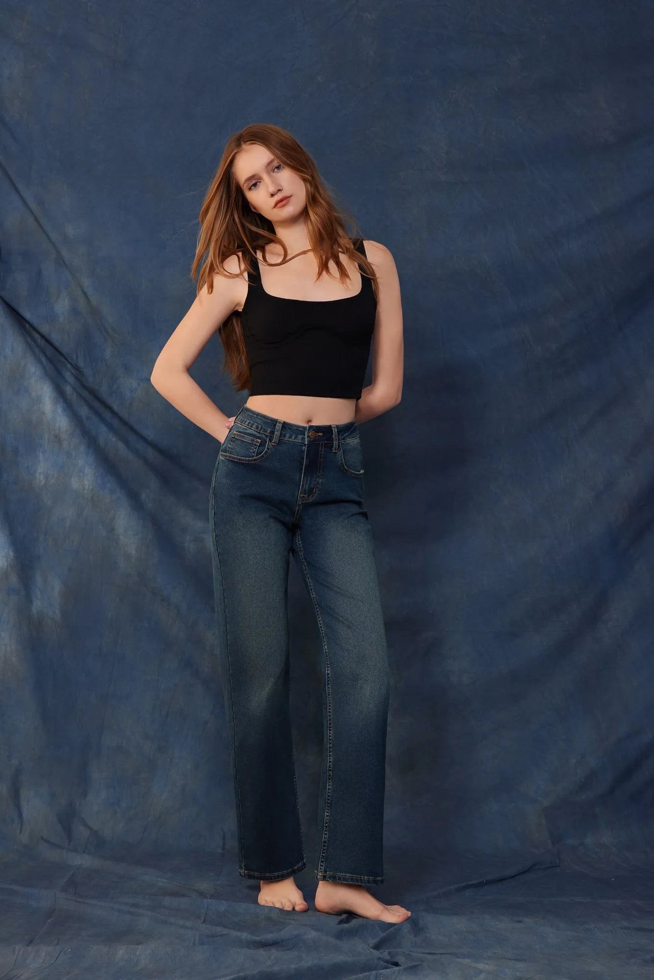 Mid-Rise Stretch Straight Leg Jeans-SUUKSESS-SUUKSESS