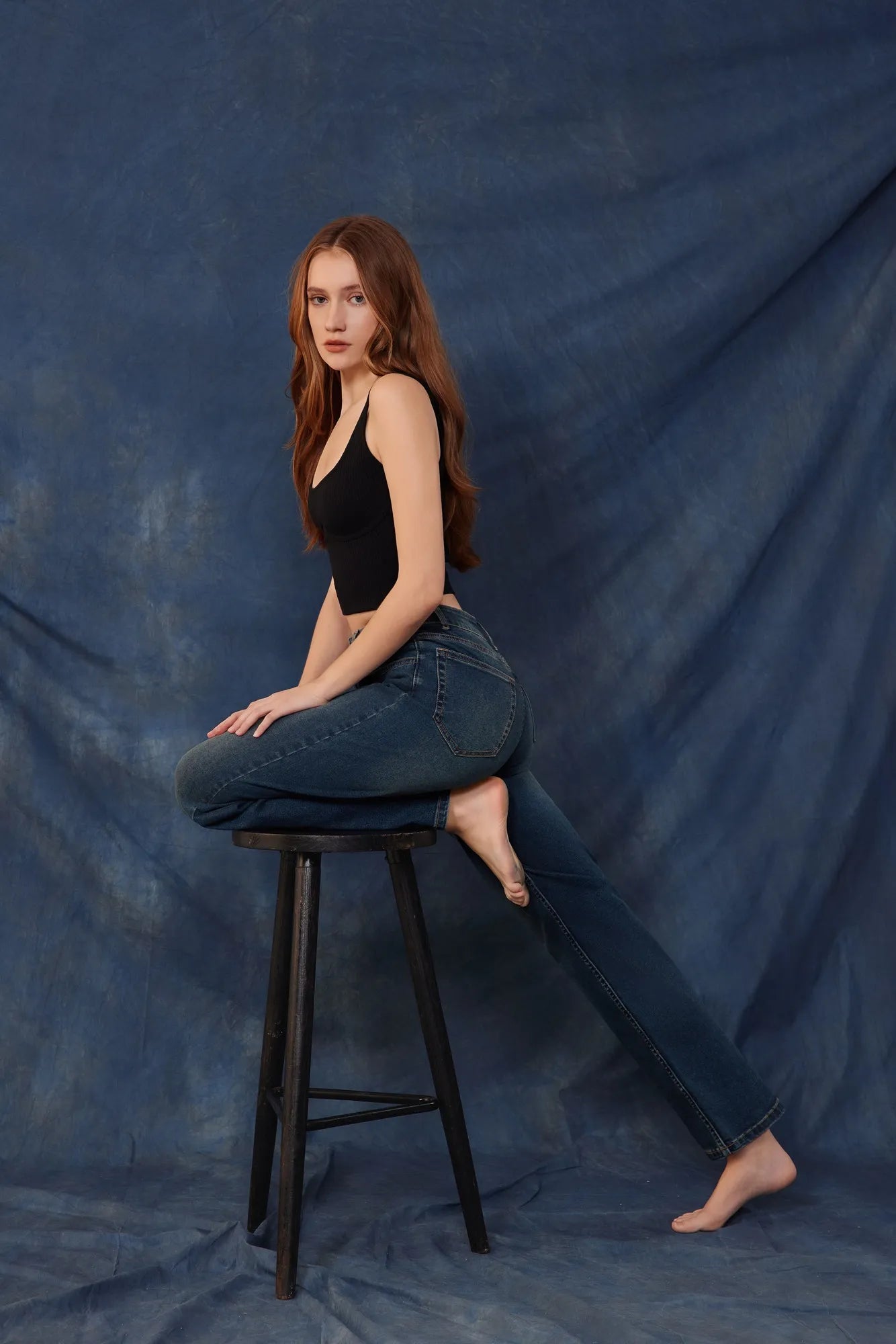 Mid-Rise Stretch Straight Leg Jeans-SUUKSESS-SUUKSESS